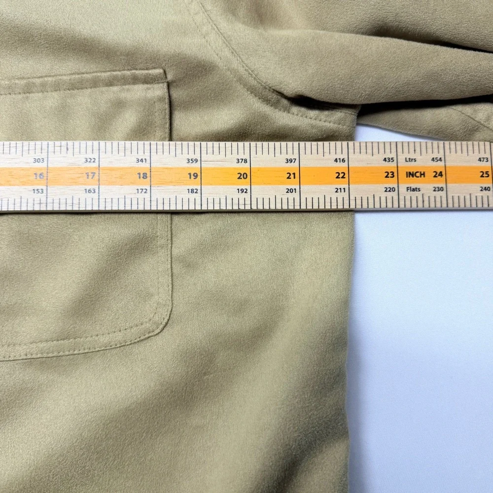 Liz Claiborne Lizwear Olive Green Faux Suede Shirt Jacket Shacket Medium